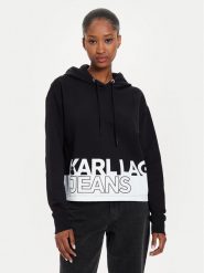 Karl Lagerfeld Jeans Bluza 245J1803 Czarny Regular Fit. Czarne bluzy bez kaptura damskie Karl Lagerfeld Jeans, xs, z bawełny. Za 519.99 zł.