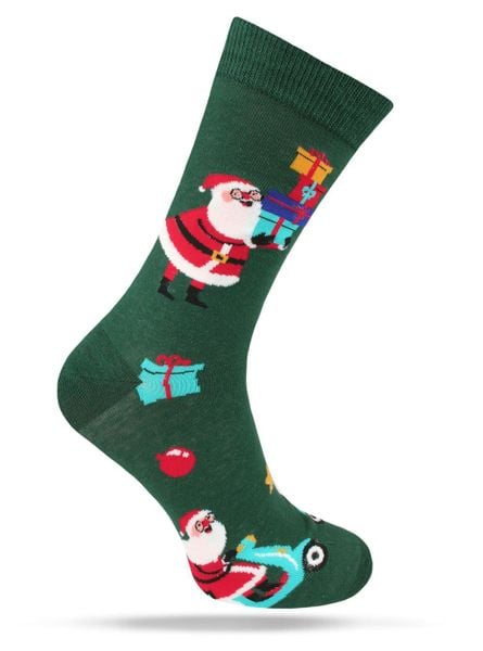 Świąteczne Skarpetki - Alties - Mikołaj z Prezentami. Skarpetki męskie Alties, bez wzorów, z bawełny. Za 19.90 zł.