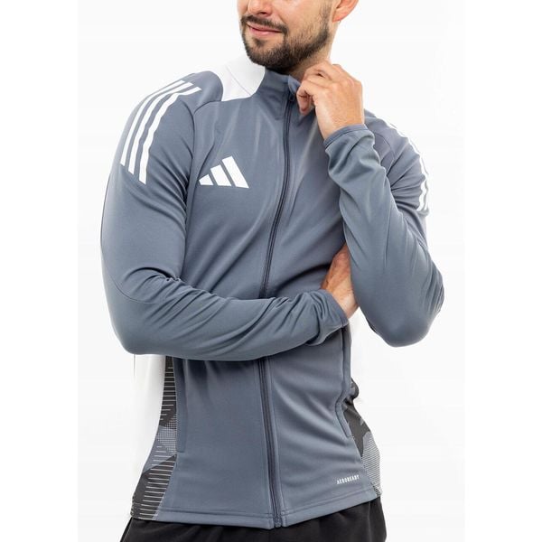 Bluza Męska adidas Rozpinana Sportowa Treningowa Tiro 24 Bez Kaptura r. S. Szare bluzy sportowe męskie Adidas, bez wzorów, sportowe, bez kołnierzyka, bez ramiączek. Za 201.00 zł.