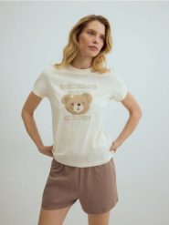 Bawełniana piżama dwuczęściowa - brązowy. Brązowe piżamy damskie Reserved, l, bez wzorów, z bawełny, bez ramiączek. Za 79.99 zł.