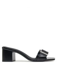 Calvin Klein Klapki Heel Mule 50 W/Buckle - Lth HW0HW02478 Czarny. Czarne klapki damskie CALVIN KLEIN, bez wzorów, ze skóry, bez obcasa. Za 469.99 zł.
