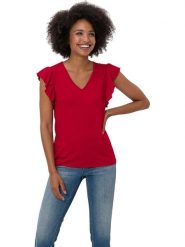 Heine Koszulka w kolorze czerwonym rozmiar: 38. Czerwone bluzki damskie Heine, bez wzorów, bez kołnierzyka, bez ramiączek. Za 61.02 zł.