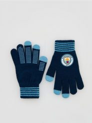 Rękawiczki Manchester City - granatowy. Niebieskie rękawiczki dziecięce Reserved, bez ramiączek. Za 69.99 zł.