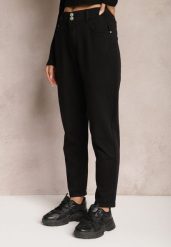 Czarne Jeansy Mom Fit z Wysokim Stanem i Gumką w Pasie Yvona. Czarne jeansy damskie Renee, z podwyższonym stanem. Za 109.99 zł.