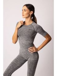 Spaio Koszulka sportowa "Melange" w kolorze szarym rozmiar: S. Szare bluzki sportowe damskie Spaio, s, z materiału, bez kołnierzyka, bez ramiączek. Za 130.99 zł.