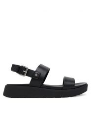 Aldo Sandały Silyia 13543044 Czarny. Czarne sandały damskie Aldo, bez wzorów, ze skóry, bez obcasa, na płaskiej podeszwie. Za 219.99 zł.