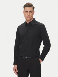 Calvin Klein Koszula LV04LB148G Czarny Slim Fit. Czarne koszule męskie CALVIN KLEIN, m, bez wzorów, z bawełny, bez kołnierzyka, bez ramiączek. Za 309.99 zł.