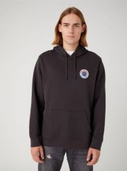 WRANGLER MĘSKA BLUZA LOGO HOODIE FADED WASHED BLACK 112341228 W656018280. Czarne bluzy bez kaptura męskie Wrangler, m. Za 199.99 zł.