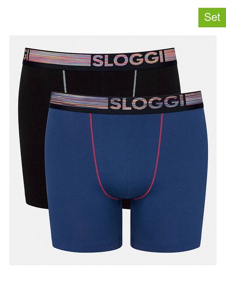 Sloggi Slipy (2 pary) w kolorze niebiesko-czarnym rozmiar: XL. Czarne slipki męskie Sloggi, bez wzorów. Za 37.21 zł.