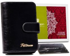 Portfel skórzany Peterson PTN PL-602-0721 BLAC czarny. Czarne portfele damskie Peterson, bez wzorów, ze skóry. Za 111.99 zł.