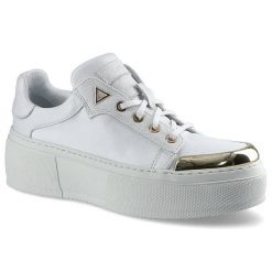 Białe Sneakersy Carinii Modne Buty Damskie Półbuty. Białe półbuty damskie Carinii, bez wzorów, ze skóry, bez obcasa, na obcasie. Za 290.00 zł.