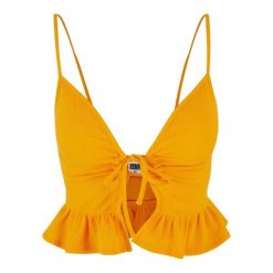 Top Damski / Damski Z Falbaną Waflową Pique. Brązowe topy damskie Urban Classics, xl, bez wzorów, bez kołnierzyka. Za 68.99 zł.