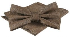 Mucha Męska z Poszetką w Zestawie - Alties - Jasny, Melanżowy Brąz. Krawaty i muchy męskie Alties, bez wzorów, eleganckie. Za 65.00 zł.