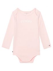 Tommy Hilfiger Body dziecięce Monotype KN0KN02133 Różowy. Czerwone body niemowlęce Tommy Hilfiger, bez wzorów, z bawełny, bez ramiączek. Za 109.99 zł.