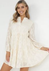 Beżowa Rozkloszowana Sukienka ze Sznurkiem w Pasie Juna. Brązowe sukienki damskie Born2be, na co dzień, l, bez wzorów, eleganckie, bez kołnierzyka, bez ramiączek, maxi, dopasowane. Za 159.99 zł.