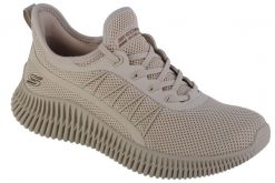 Buty sportowe Sneakersy damskie, Skechers Bobs Geo-New Aesthetics. Brązowe buty sportowe na co dzień damskie Skechers, bez wzorów, z materiału, trekkingowe. Za 259.99 zł.