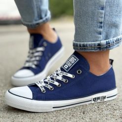 Granatowe tekstylne trampki damskie Big Star Kk274103. Niebieskie trampki i tenisówki damskie Big Star, bez wzorów, z tkaniny. Za 115.00 zł.