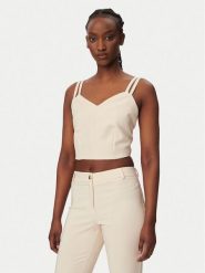 Rinascimento Top CFC0127891003 Beżowy Slim Fit. Brązowe topy damskie RINASCIMENTO, s, bez wzorów, z syntetyku, bez kołnierzyka. Za 399.99 zł.