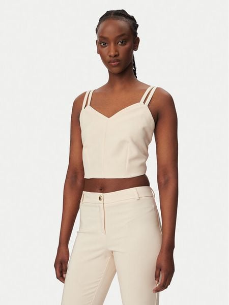 Rinascimento Top CFC0127891003 Beżowy Slim Fit. Brązowe topy damskie RINASCIMENTO, s, bez wzorów, z syntetyku, bez ramiączek. Za 399.99 zł.