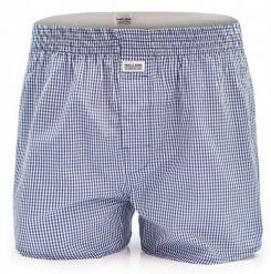 Męskie Bokserki Bawełniane - Pako Jeans - Drobna, Niebieska Kratka. Niebieskie bokserki męskie Pako Jeans, bez wzorów, z bawełny. Za 33.00 zł.