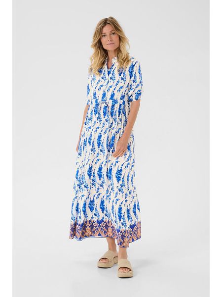 Cream Sukienka w kolorze biało-niebieskim rozmiar: S/M. Białe sukienki damskie Cream, na co dzień, m, bez wzorów, z wiskozy, bez kołnierzyka, bez ramiączek, maxi, proste. Za 152.99 zł.