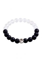 KUZZOI Męskie koraliki z symbolem Yin Yang z onyksem w srebrze próby 925 Sterling Silver Biżuteria męska 1 ct. Szara biżuteria dla mężczyzn KUZZOI, z onyksem, srebrne. Za 233.99 zł.