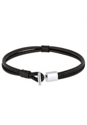 KUZZOI Męski bransoletka ze skóry czarne w srebrze 925 Sterling Silver Biżuteria męska 1 ct Męskie. Czarna biżuteria dla mężczyzn KUZZOI, srebrne. Za 283.89 zł.