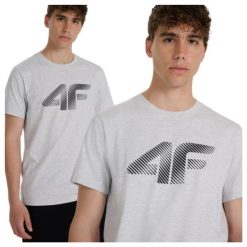 T-shirt regular z nadrukiem męski 4F 4FWMM00TTSHM2257. Szare t-shirty męskie 4f, m, bez wzorów, z bawełny, bez kołnierzyka. Za 59.99 zł.