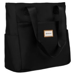 Shopperka materiałowa Rovicky R-TZ-01 czarna. Czarne shopper bag damskie ROVICKY, bez wzorów, z materiału, małe, bez dodatków. Za 41.99 zł.