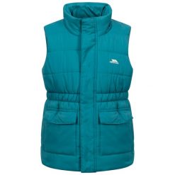Pikowana kamizelka, odpinany kaptur, elastyczna talia. Zielone kamizelki damskie Trespass. Za 179.99 zł.