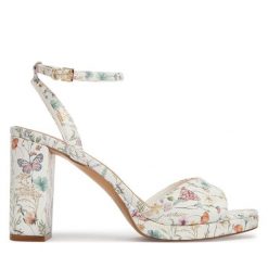 Sandały Aldo. Białe sandały damskie Aldo, bez wzorów, bez obcasa, na słupku. Za 339.99 zł.