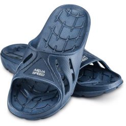 Klapki basenowe Aqua Speed Alabama. Niebieskie klapki damskie Aqua-Speed, bez wzorów, bez obcasa. Za 59.99 zł.