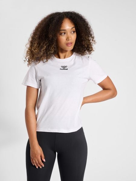 Koszulka damska Hummel Icons. Białe bluzki sportowe damskie HUMMEL, xs, z bawełny, bez kołnierzyka, bez ramiączek. Za 124.00 zł.