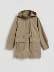 Kurtka parka z kapturem - jasnozielony. Zielone kurtki damskie Reserved, l, bez wzorów, z tkaniny. Za 179.99 zł.