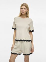 Vila Koszulka Kobiety Bawełna (100%) beżowy, M. Brązowe t-shirty damskie Vila, m, bez wzorów, z bawełny, bez kołnierzyka. Za 149.95 zł.