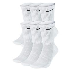 Skarpety Unisex Adult Everyday Cushioned (zestaw 6 Sztuk). Białe skarpetki męskie Nike, bez wzorów, z bawełny. Za 155.99 zł.