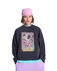 Bluza dla Kobiety LINEUP TERRY Czarny. Szare bluzy bez kaptura damskie Roxy, m, z bawełny. Za 174.99 zł.