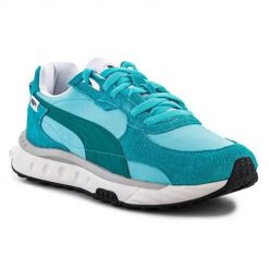 Buty do chodzenia męskie Puma Wild Rider Vintage Elektro. Niebieskie buty sportowe na co dzień męskie Puma, z materiału, bez zapięcia, trekkingowe. Za 494.00 zł.
