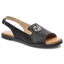 Czarne Sandały Filippo Modne Buty Na Lato. Czarne sandały damskie Filippo, bez wzorów, ze skóry ekologicznej, bez obcasa. Za 135.00 zł.