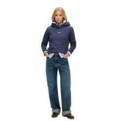 Jednokolorowa bluza z kapturem damska Superdry. Niebieskie bluzy z kapturem damskie Superdry. Za 327.70 zł.