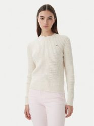 Tommy Hilfiger Sweter WW0WW44993 Écru Regular Fit. Białe swetry klasyczne damskie Tommy Hilfiger, xl, z bawełny, bez kołnierzyka. Za 529.99 zł.