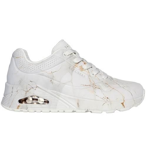 Buty do chodzenia damskie Skechers Street Uno. Białe buty sportowe na co dzień damskie Skechers, bez wzorów, z materiału, trekkingowe. Za 419.99 zł.