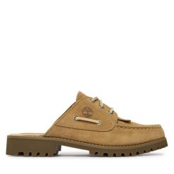 Klapki Timberland. Brązowe klapki damskie Timberland, bez wzorów, bez obcasa. Za 769.99 zł.