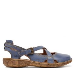 Sandały Josef Seibel. Niebieskie sandały damskie Josef Seibel, bez wzorów, bez obcasa, na płaskiej podeszwie. Za 279.99 zł.