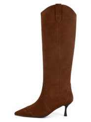 Loft37 Skórzane kozaki w kolorze jasnobrązowym rozmiar: 37. Brązowe kozaki damskie loft37, bez obcasa, na szpilce. Za 717.99 zł.