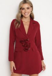 Bordowa Sukienka Marynarka z Kwiatami 3D i Usztywnioną Linią Ramion Nelailis. Czerwone marynarki i żakiety damskie Born2be, l, z aplikacjami, eleganckie. Za 159.99 zł.