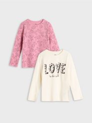 Koszulka z długimi rękawami 2 pack - wielobarwny. Koszulki dziewczęce Sinsay, l, bez wzorów, bez ramiączek. Za 19.99 zł.