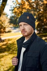 Męska czapka zimowa Brødrene cz14 granatowa 9932. Czapki męskie na jesień, bez wzorów, eleganckie. Za 24.71 zł.