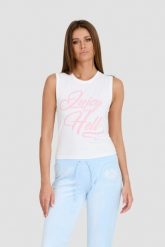 JUICY COUTURE Biały top Juicy As Hell Tank. Białe topy damskie Juicy Couture, s, bez wzorów, bez kołnierzyka. W wyprzedaży za 127.99 zł.