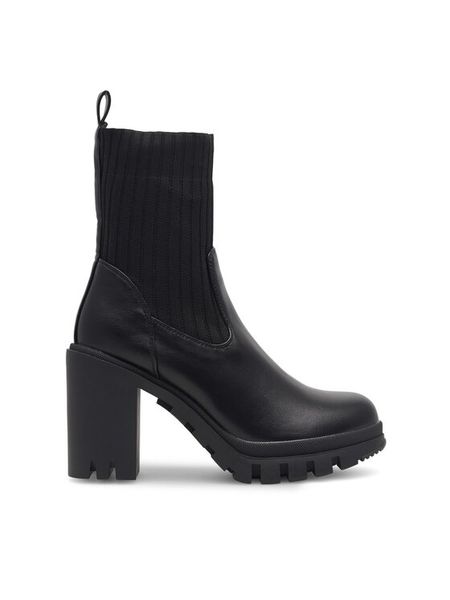 DeeZee Botki EMADE WS5955-07 Czarny. Czarne botki damskie DeeZee, ze skóry, bez obcasa, na słupku, bez zapięcia. Za 125.99 zł.